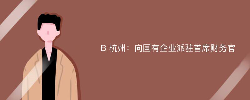 B 杭州：向国有企业派驻首席财务官