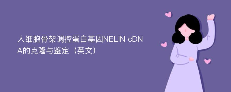 人细胞骨架调控蛋白基因NELIN cDNA的克隆与鉴定（英文）